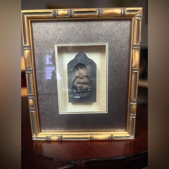 Buddha Gansu Vintage Antique Chinese Elegant Black Framed Buddha Framed Set - Picture 2 of 12